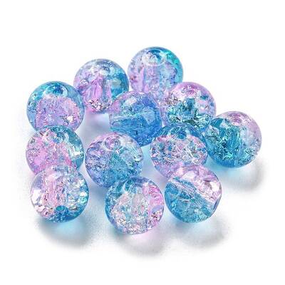 Transparent Spray Painting Crackle Glass Beads