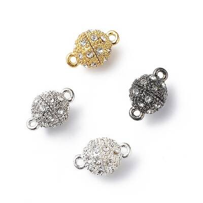 Alloy Rhinestone Magnetic Clasps with Loops