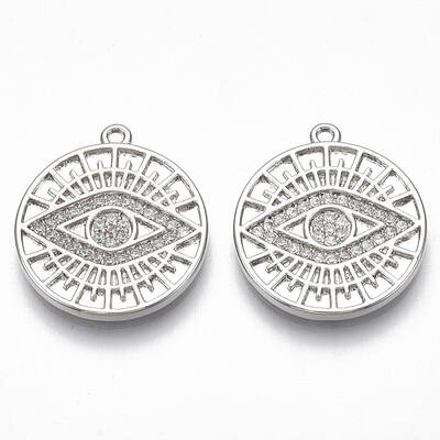 Brass Micro Pave Clear Cubic Zirconia Pendants