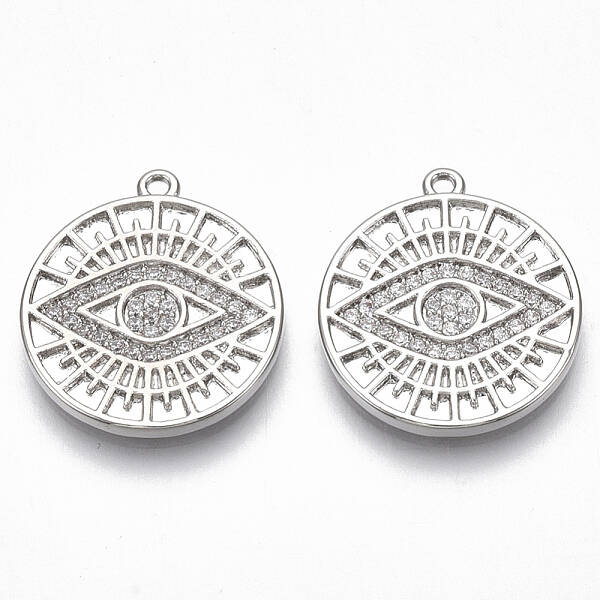 Brass Micro Pave Clear Cubic Zirconia Pendants