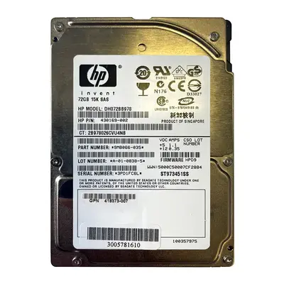 418373-007 HP 72.8GB 3Gb/s SAS 15000 2.5-inch Hard Drive