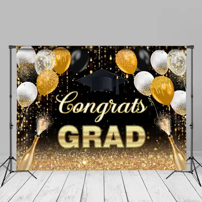 Glitter Balloon Champagne Bokeh Grad Backdrop For Photo - Aperturee