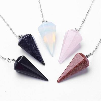 Natural & Synthetic Mixed Stone Hexagonal Pointed Dowsing Pendulums