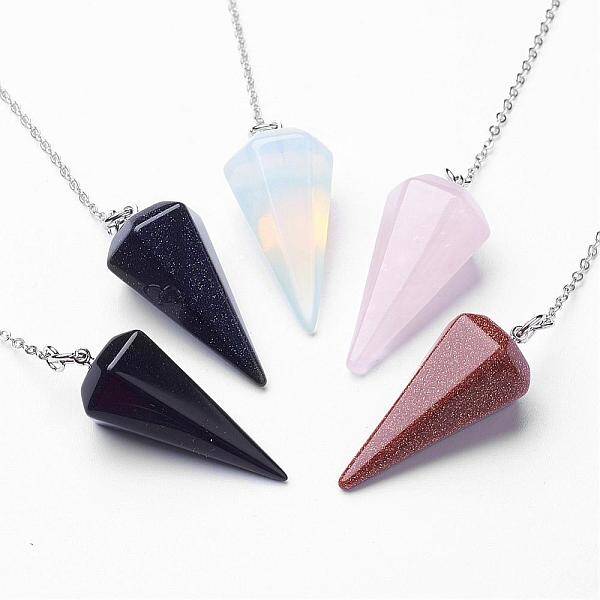 Natural & Synthetic Mixed Stone Hexagonal Pointed Dowsing Pendulums