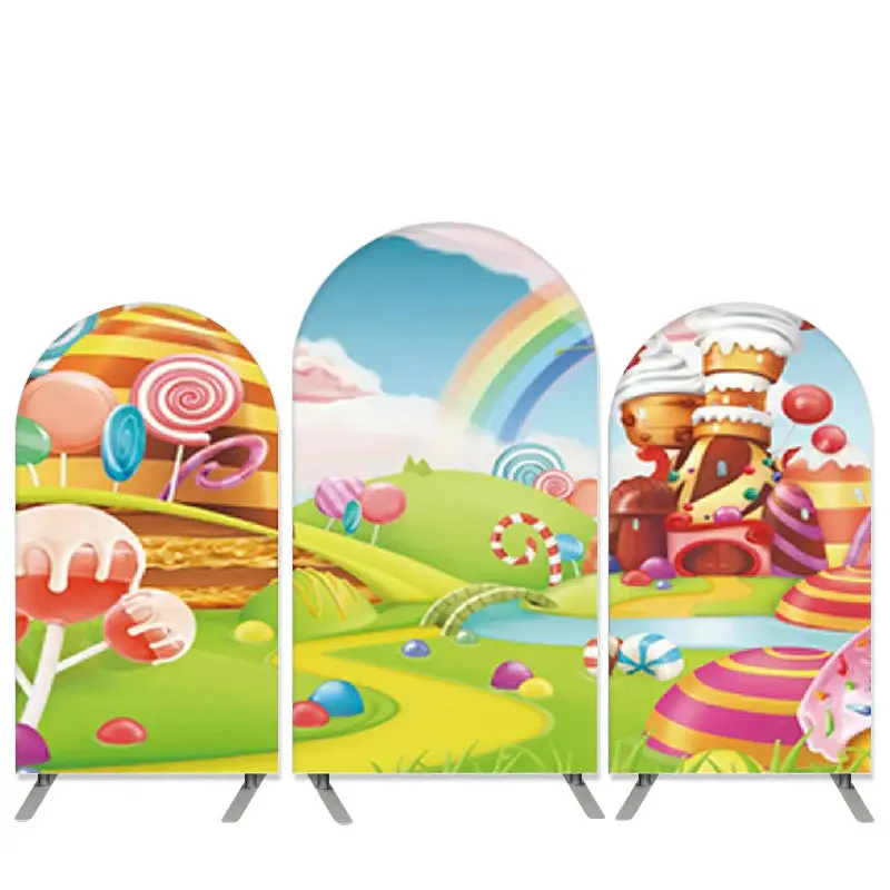 Aperturee Sweet Candy Land Theme Happy Birthday Arch Backdrop Kit | Diy Round Arch Backdrop | Diy Arch Backdrop Cover | Weddi...
