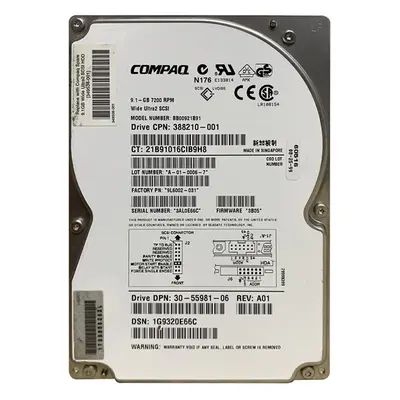 388210-001 HP 9.1GB Ultra-320 SCSI 7200 3.5-inch 4MB Hard Drive