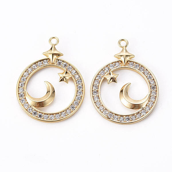 Brass Micro Pave Clear Cubic Zirconia Pendants