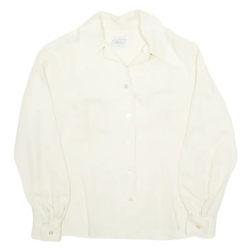 ADELAAR Womens Shirt Cream Collared Long Sleeve 90s UK 12