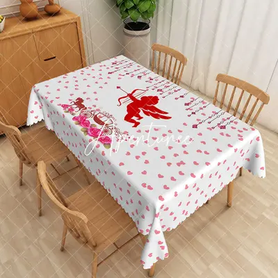 Aperturee Cupid Love Valentine'S Day Rectangular Tablecloth, 52 x 70 inch, 30.82 USD, rectangle tablecloths, ZWH01860-A