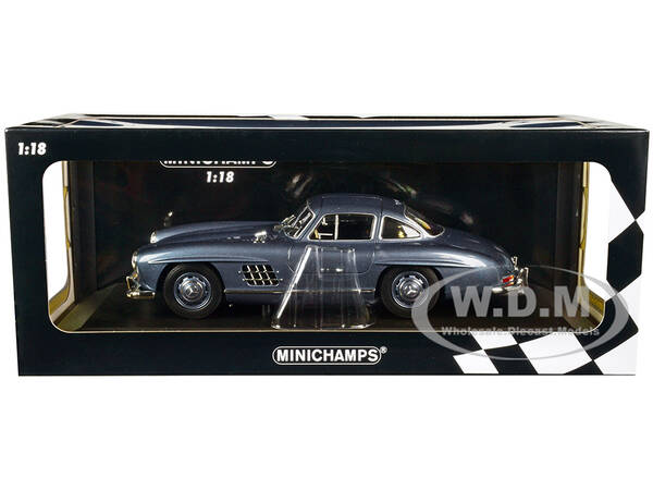 1955 Mercedes-Benz 300 SL W198 Light Blue Metallic Limited Edition to 450 pieces Worldwide 1/18 Diecast Model Car by Minicham...