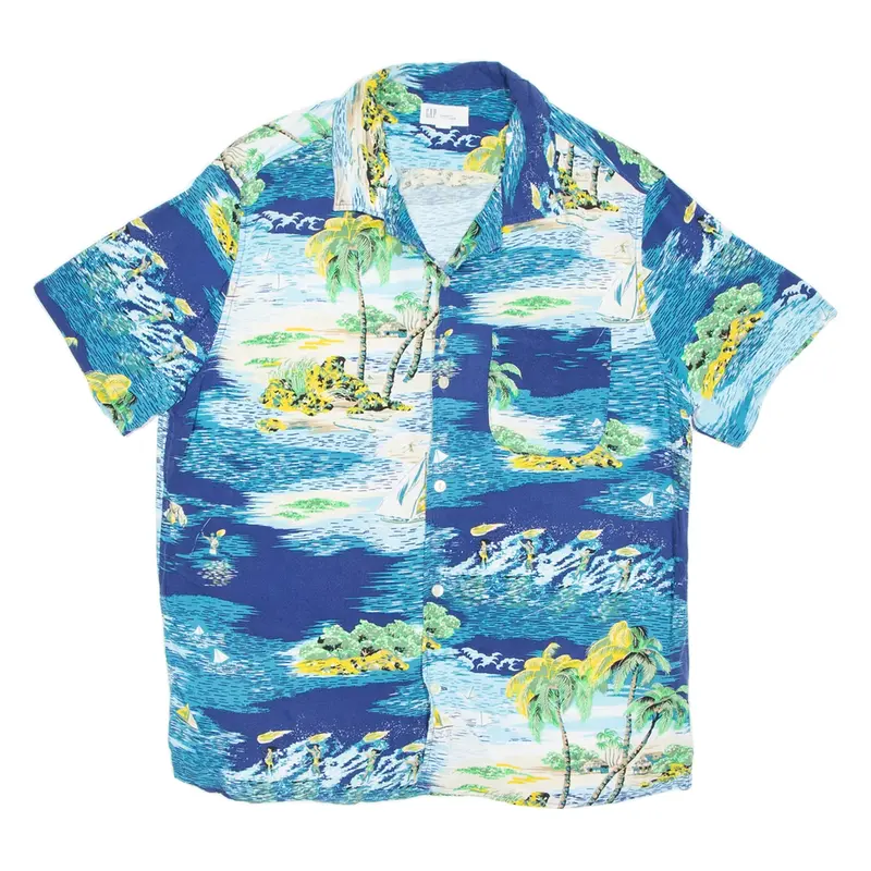 GAP Mens Shirt Blue Crazy Pattern S