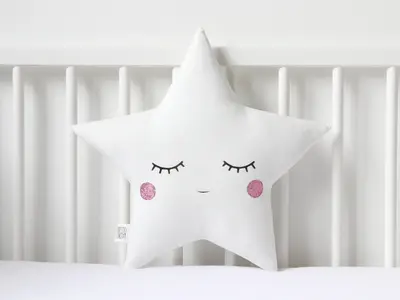 White Star Pillow with Glitter Touch