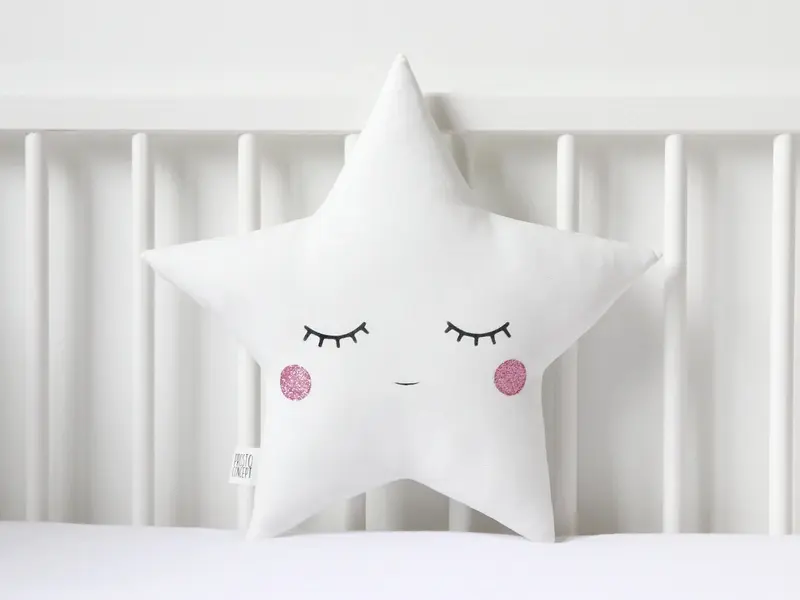White Star Pillow with Glitter Touch