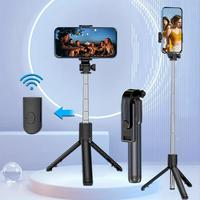 360° Rotatable Wireless Selfie Stick Tripod, Portable Telescopic Phone Tripod with Remote Control, Phone Accessories for Sma...