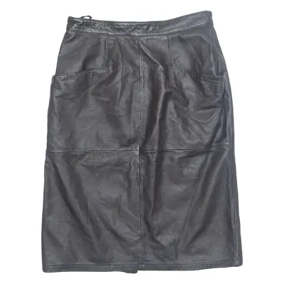 Womens Pencil Skirt Black Knee Length Faux Leather M