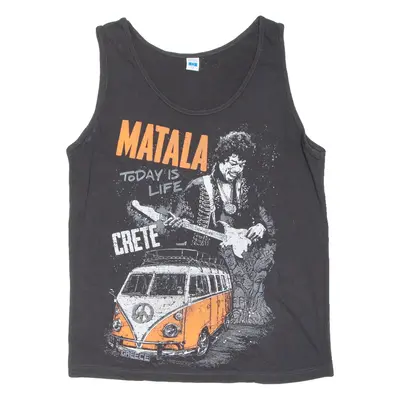 Matala Today Is Life Crete Mens Band Vest Black Sleeveless USA M
