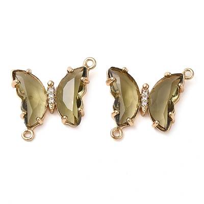 Brass Pave Faceted Glass Connector Charms