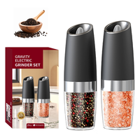 Gravity Electric Salt and Pepper Grinder with LED Light, Adjustable Coarseness, Large Capacity, 2 Pack for Home Kitchen BBQ S...