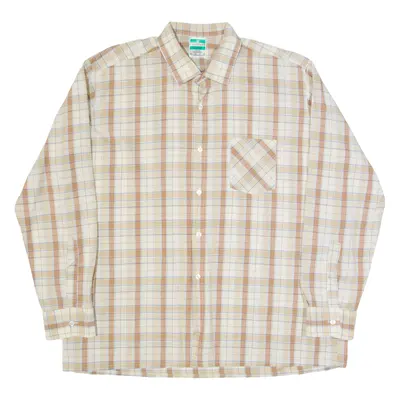 FRAPPANT Mens Shirt Brown 90s Check Long Sleeve XL
