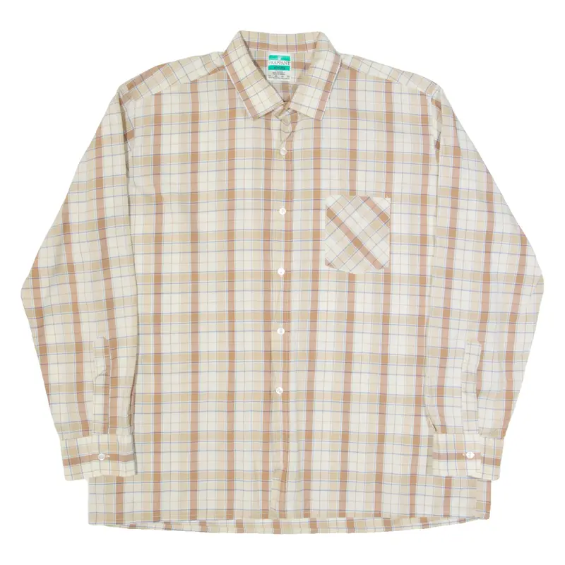 FRAPPANT Mens Shirt Brown 90s Check Long Sleeve XL