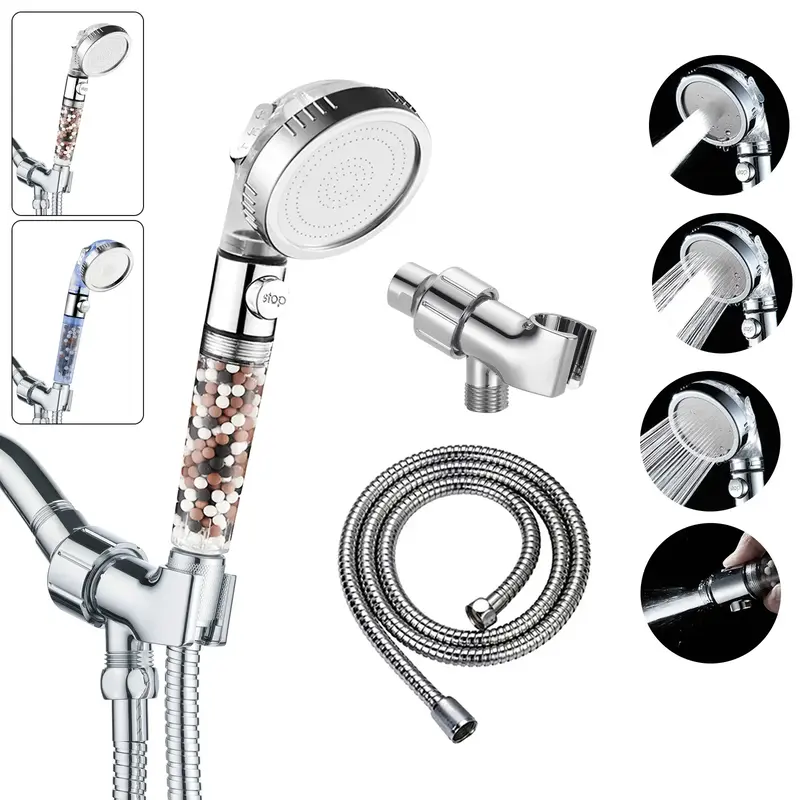 Filtered Shower Head with ON/OFF Switch, High Pressure Handheld Shower Head with 3 Spray Modes, Ghetto Showerhead, Buena Show...