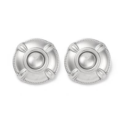 304 Stainless Steel Flat Round Stud Earrings