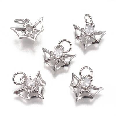 Brass Micro Pave Cubic Zirconia Charms