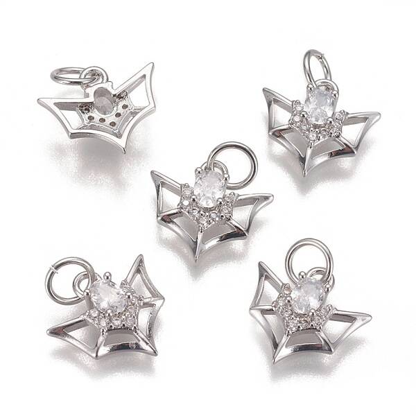 Brass Micro Pave Cubic Zirconia Charms