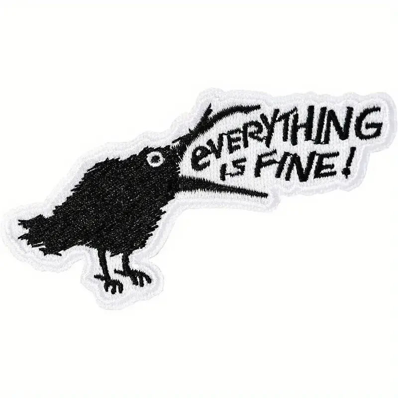 Funny Crow Pattern Iron On Patch, Cute Embroidered Patch for Clothes, Cool Raven Sarcastic Embroidered Patch for Clothing, Ja...