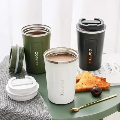 Portable Coffee Tumbler, Stainless Steel Insulated Coffee Cup, Handheld Coffee Mug, Drinking Cup for Home Office Outdoor Camp...
