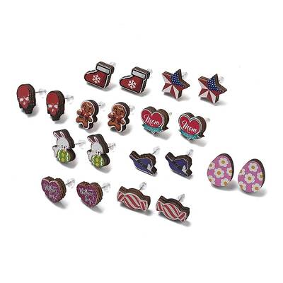 Wood Stud Earrings