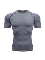 Men's Regular Fit Contrast Binding Short Sleeve Sports Tee, Summer Outfits 2024, Quick Drying Breathable Crew Neck T-shirt fo...