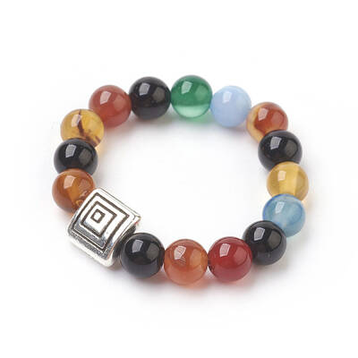 Natural Agate Stretch Finger Rings