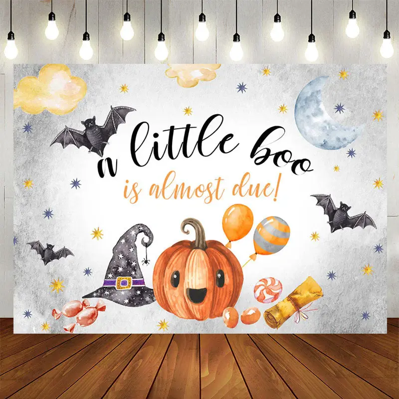 Aperturee Boo Is Almost Due Halloween Baby Shower Backdrop