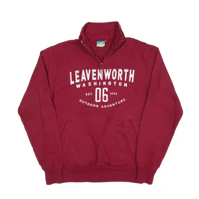 CHAMPION Leaveworth Washington Sweatshirt Red 1/4 Zip Mens S