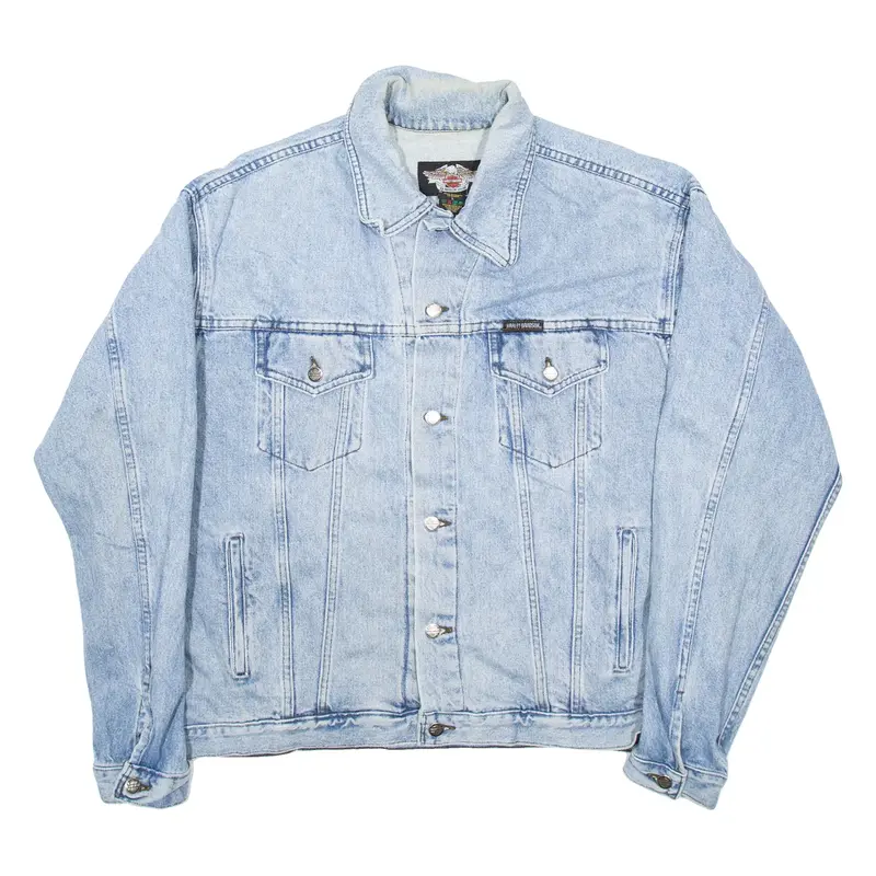 HARLEY DAVIDSON Mens Denim Jacket Blue L