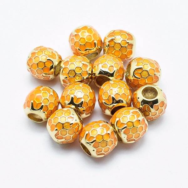 Brass Enamel European Beads