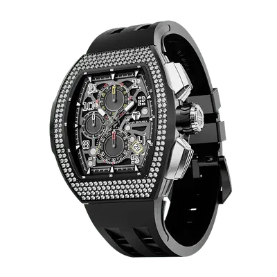 TSAR BOMBA Men's Quartz Watch | Black | Atomic TB8214 | Cubic Zirconia Bezel | Luxury Sport Watch | 50M Waterproof Sapphire G...