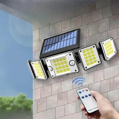 Solar Outdoor Wall Light, 280LEDs 3500 Lumen Solar Lights Outdoor, Waterproof Solar Powered Security Light with Remote Contro...