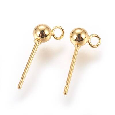 304 Stainless Steel Ball Stud Earrings Findings