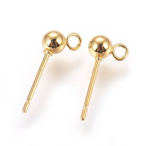304 Stainless Steel Ball Stud Earrings Findings