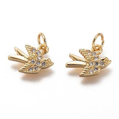 Brass Micro Pave Clear Cubic Zirconia Charms