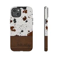 Western Cowhide Tough Phone Case, Cowgirl Wild West Case, Farm Girl Case, For iPhone Case 16 15 14 13 12 11 Pro Max 8 Plus X,...