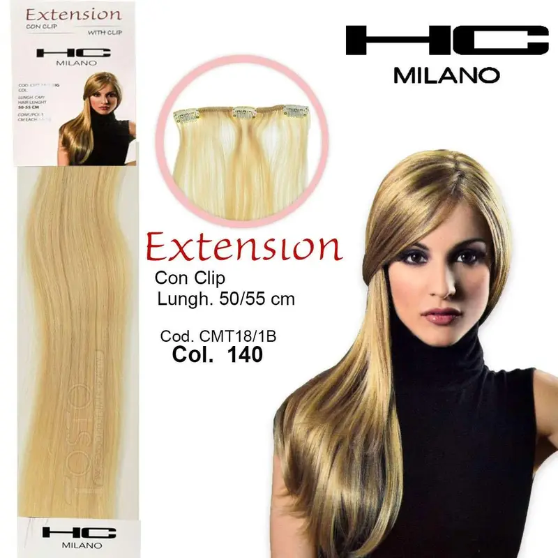 Hc milano extension 3 clips no remy width 14-16cm length 50cm col.140 very light blond 9
