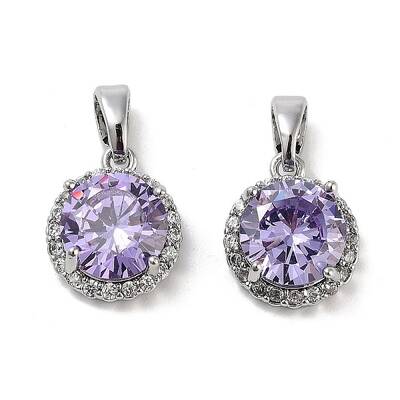 Brass Micro Pave Cubic Zirconia Charms