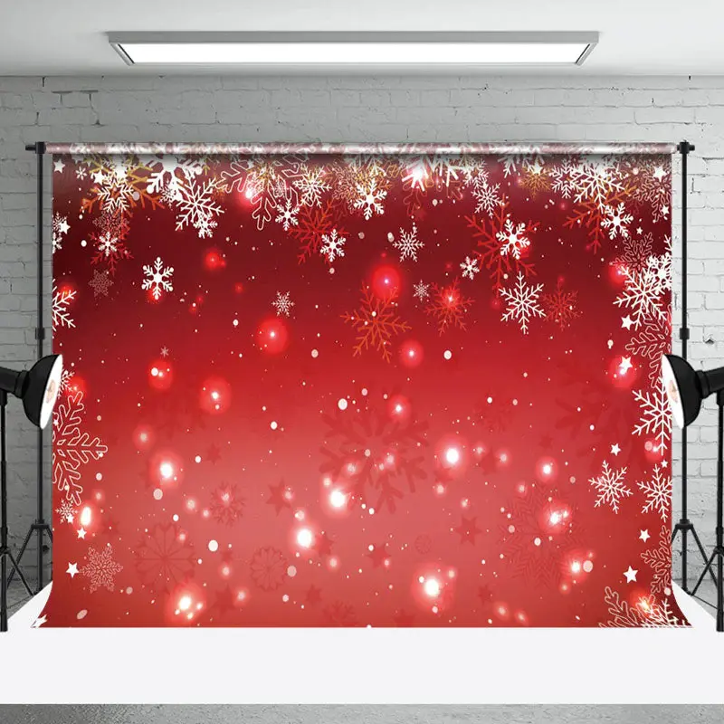 Red Bokeh Snowflake Winter Christmas Backdrop - Aperturee