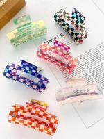 Colorful Plaid Pattern Hair Claws, Casual Versatile Hair Accessories for Women, Minimalist Headwear Suitable for Thick Hair, ...
