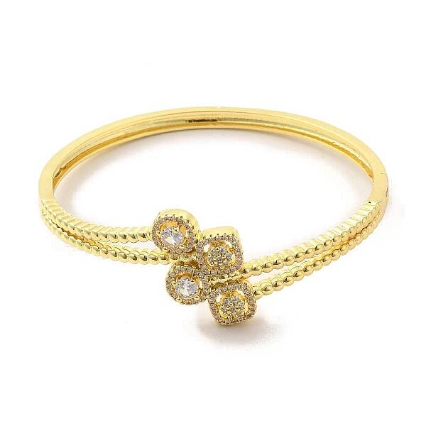 Clear Cubic Zirconia Square Hinged Bangle