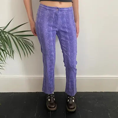 La Belle More Trousers - 27W UK 8 Purple Polyester Blend