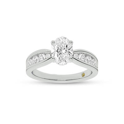 Verve Channel Set Bow Tied Shaped Oval Lab Diamond Engagement Ring | 18K White Gold 2 CT. TW.